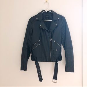 Trafaluc Outerwear Zara Black Leather Moto Jacket